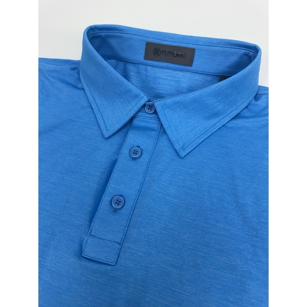 NWT G/FORE Ice Melange Long Sleeve Stretch Golf Polo Shirt‎ Light Blue XXL $130